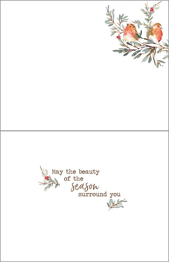 Box/Pack Christmas Card - Birds On Branch