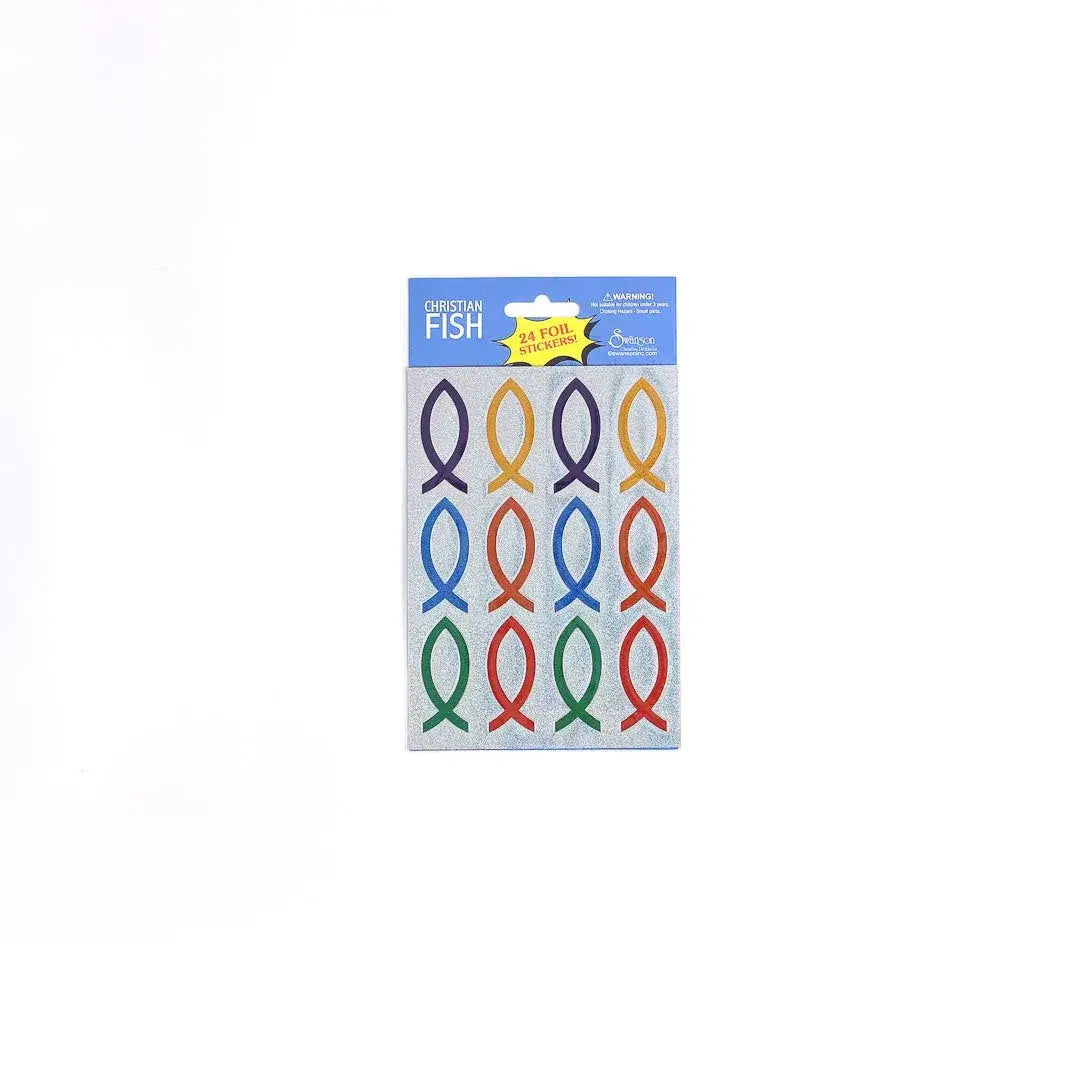 Stickers Foil Fish Emblems 24 Count