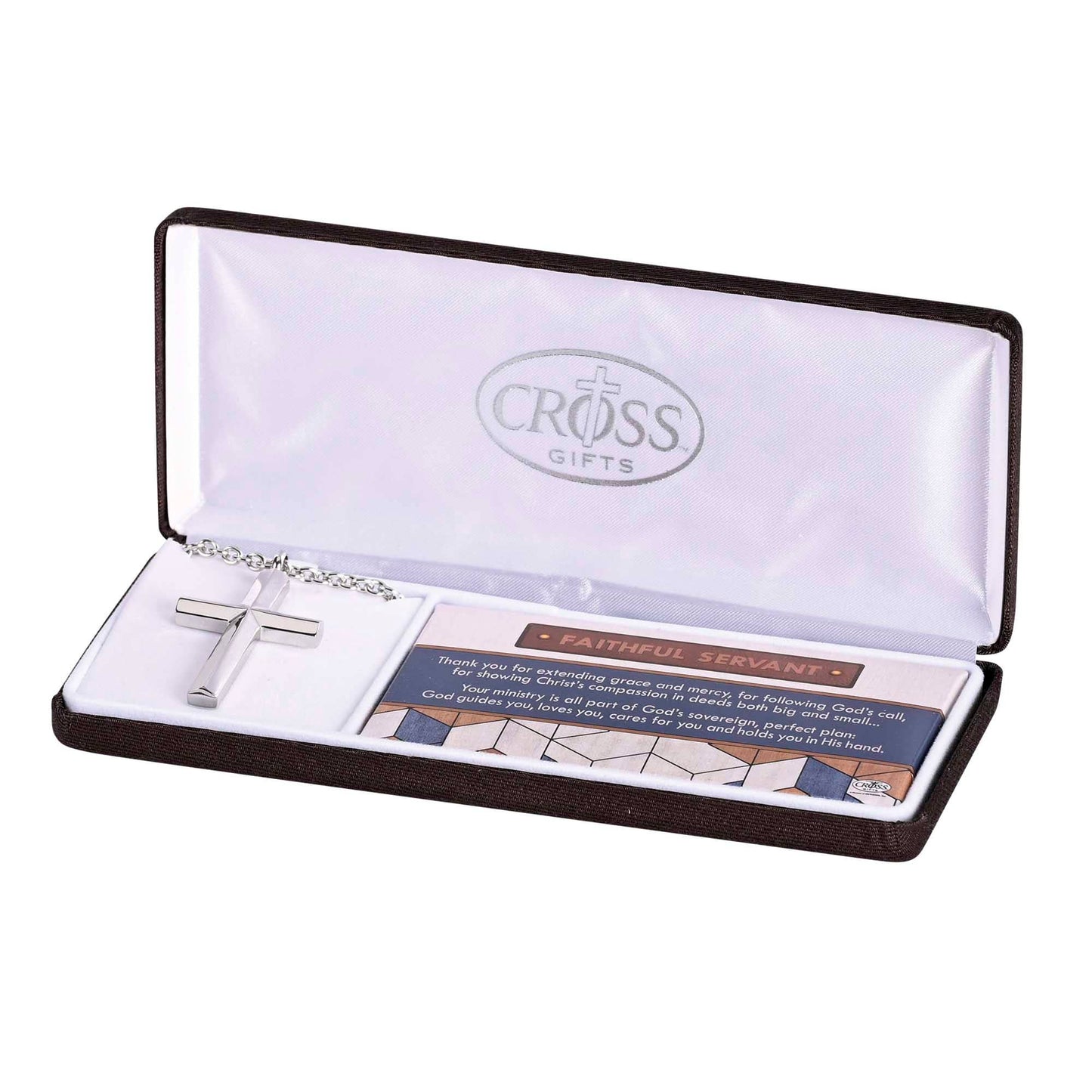 Necklace Bevel Cross Faithful Servant 24