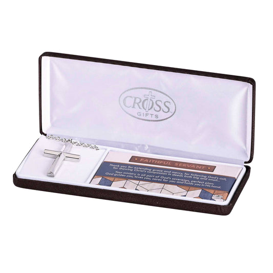 Necklace Bevel Cross Faithful Servant 24