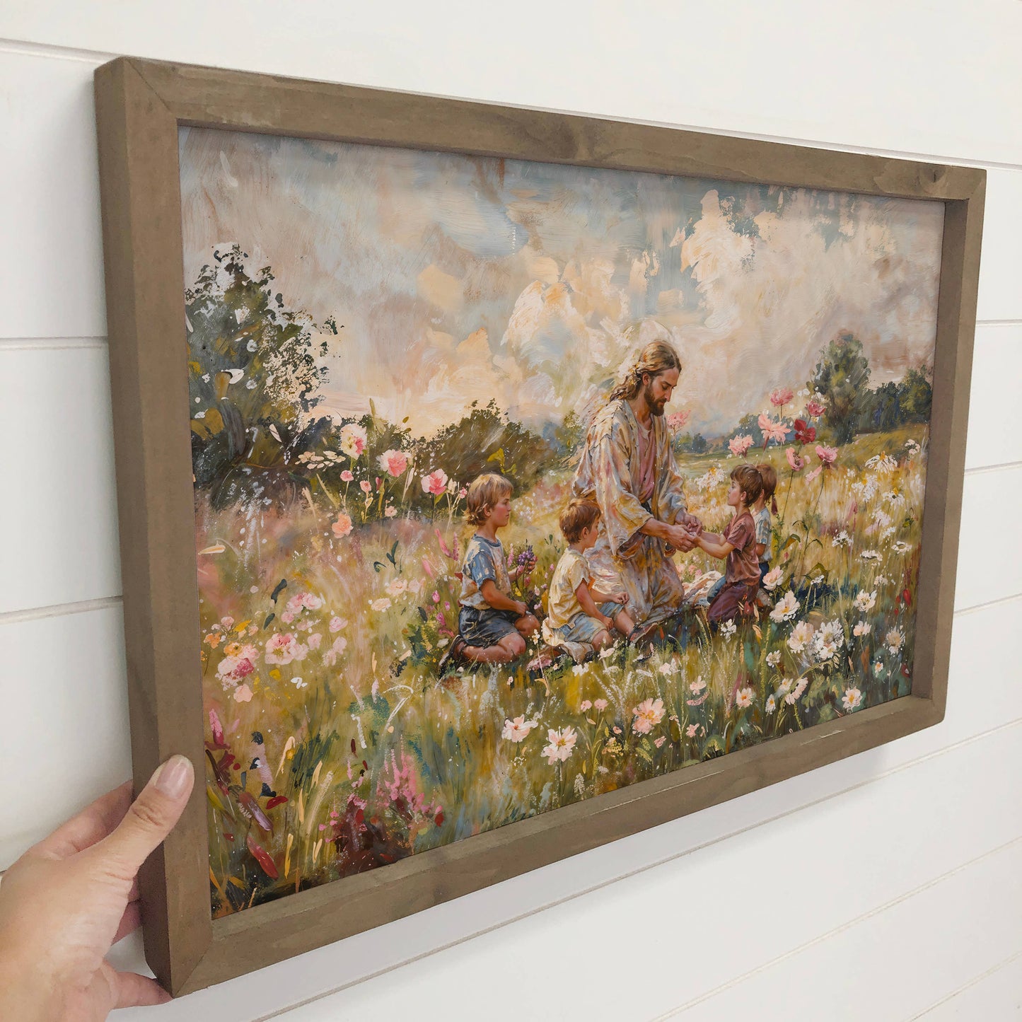 Jesus Christ with Children Meadow - Farmhouse Living Room