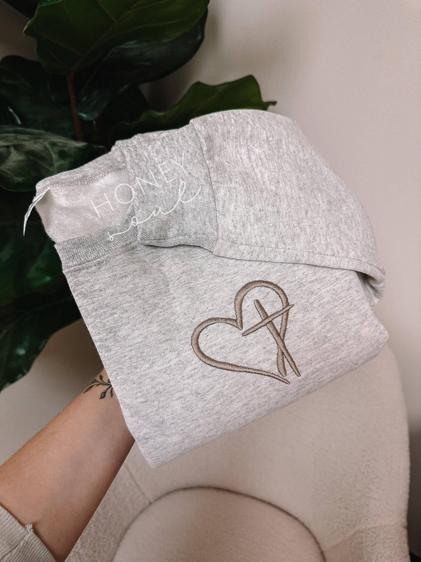 Embroidered Heart and Cross Sweatshirt