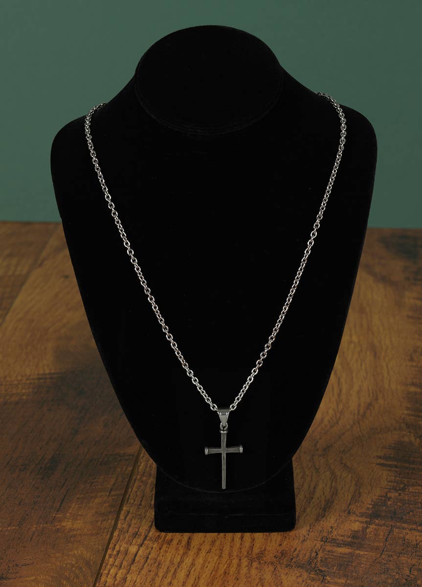 Man of God Necklace Cross Stainless Steel 24" Chain