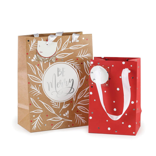 Be Merry Kraft Gift Bag Set