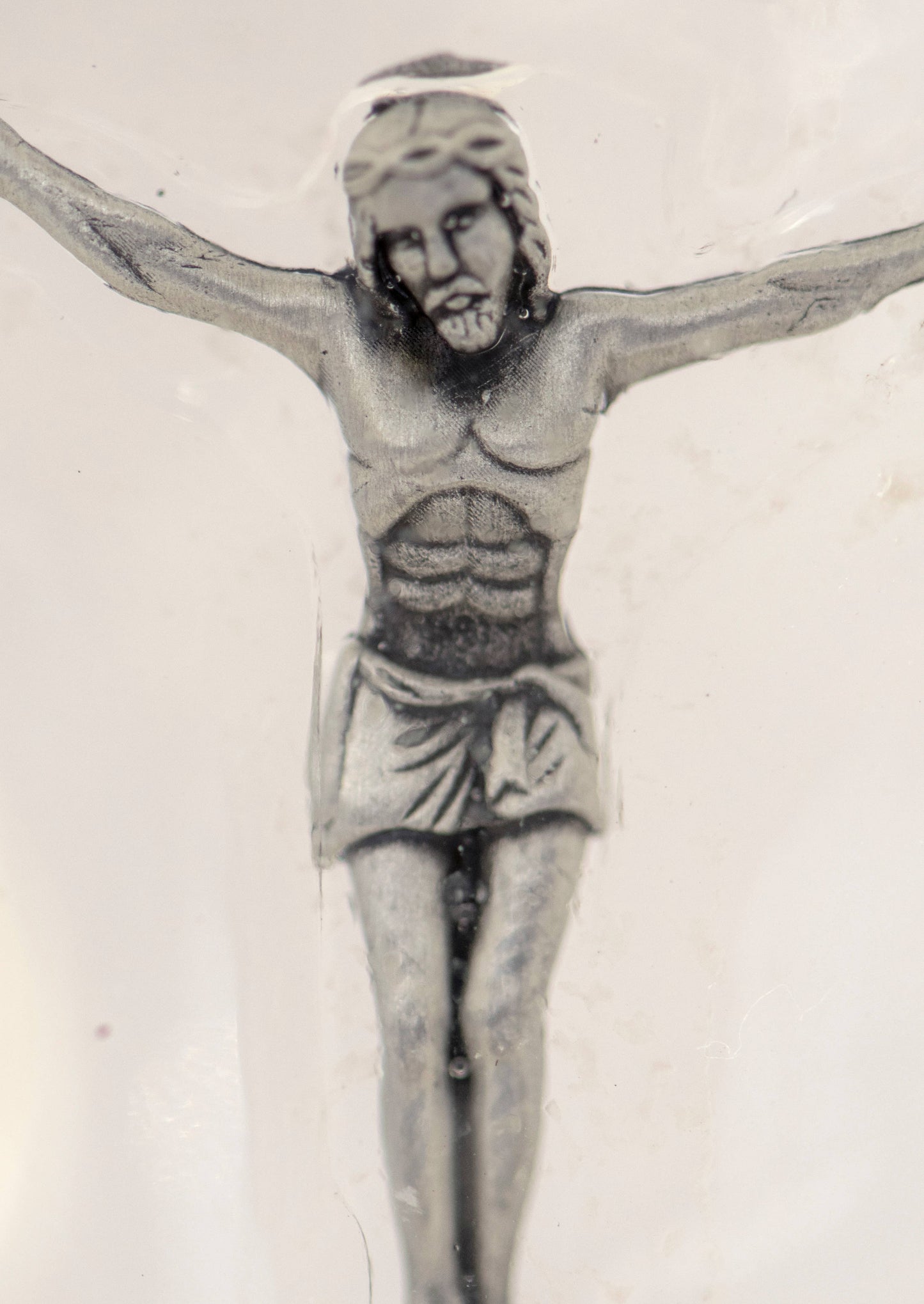 Clear Clinging Cross with Crucifix