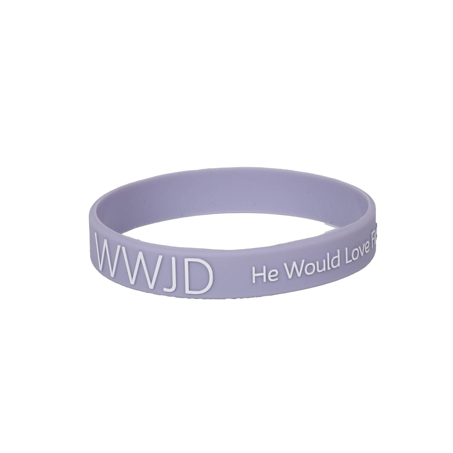 Silicone Bracelet - WWJD He Would Love First - Violet - Pk12