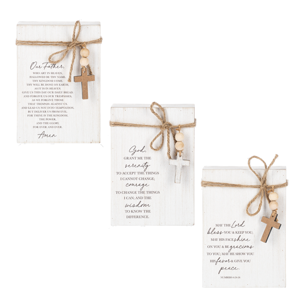 Prayer Message Block with Beaded Cross