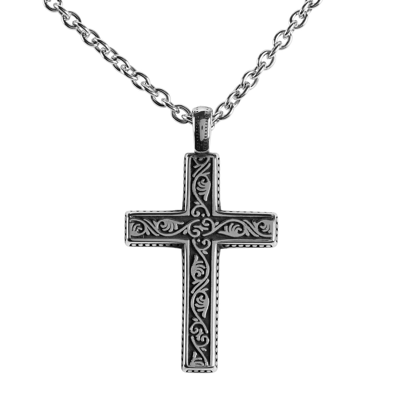 Stainless Steel Cross Necklace 24" Chain