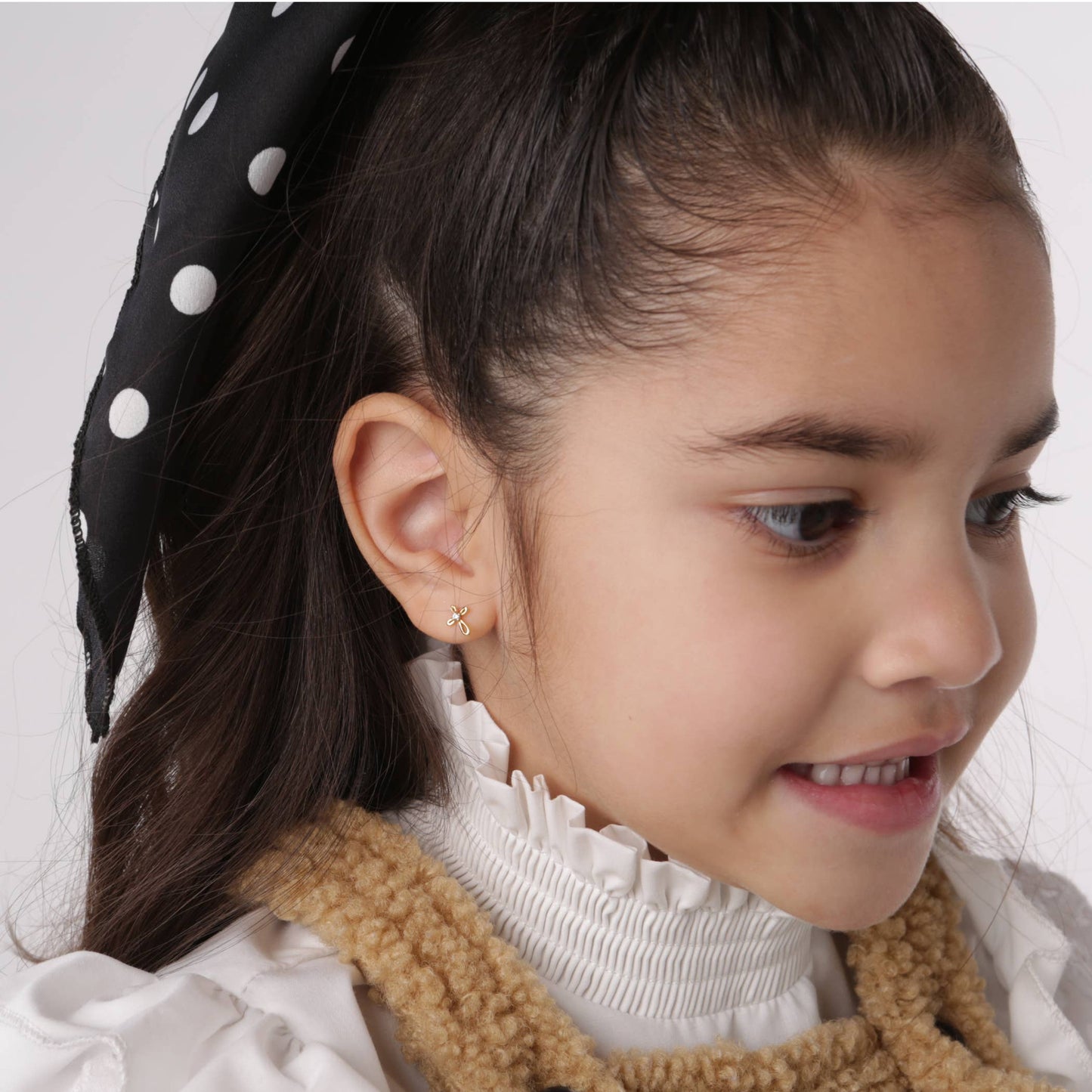 14K Gold-Plated Cross Earrings Baby Girl Baptism Gift