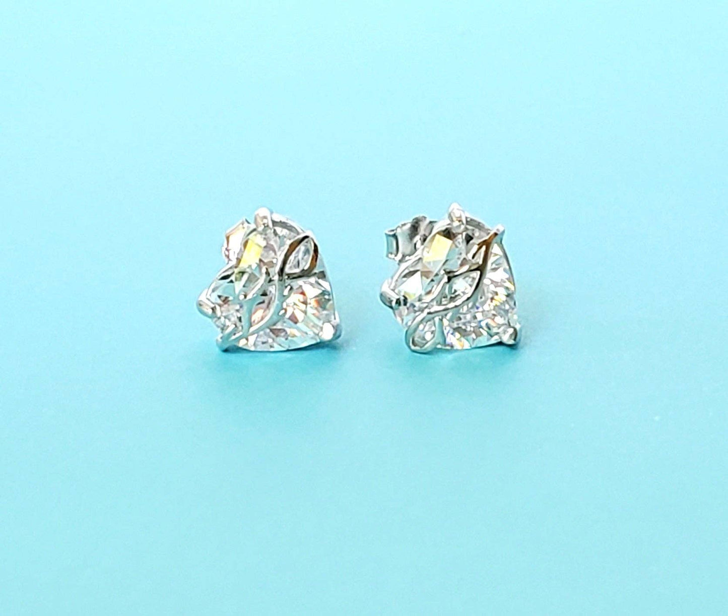 Sacred heart white earrings