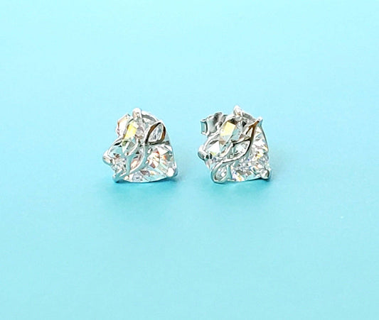 Sacred heart white earrings