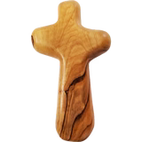 Large Certified Holy Land Olive Wood Handheld Comfort Cross