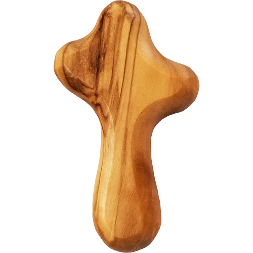 Small Certified Holy Land Olive Wood Handheld Comfort Cross