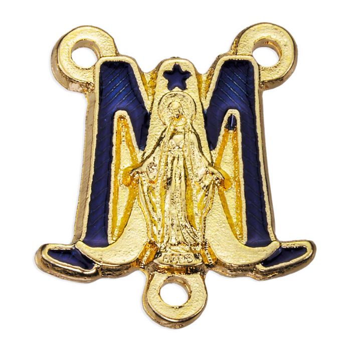 Miraculous Medal Centerpiece Gold /Blue
