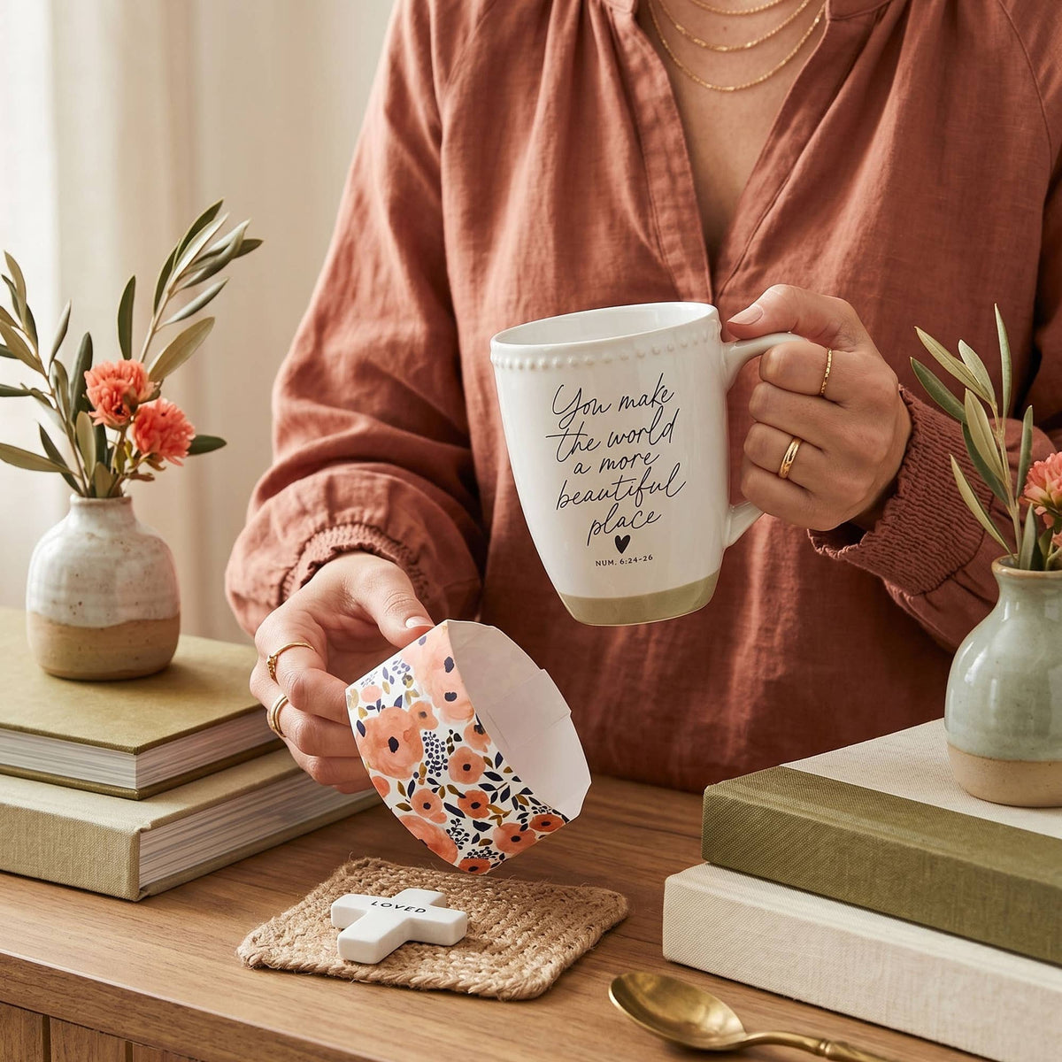 Wrapped In Love Mug with Cross Loved