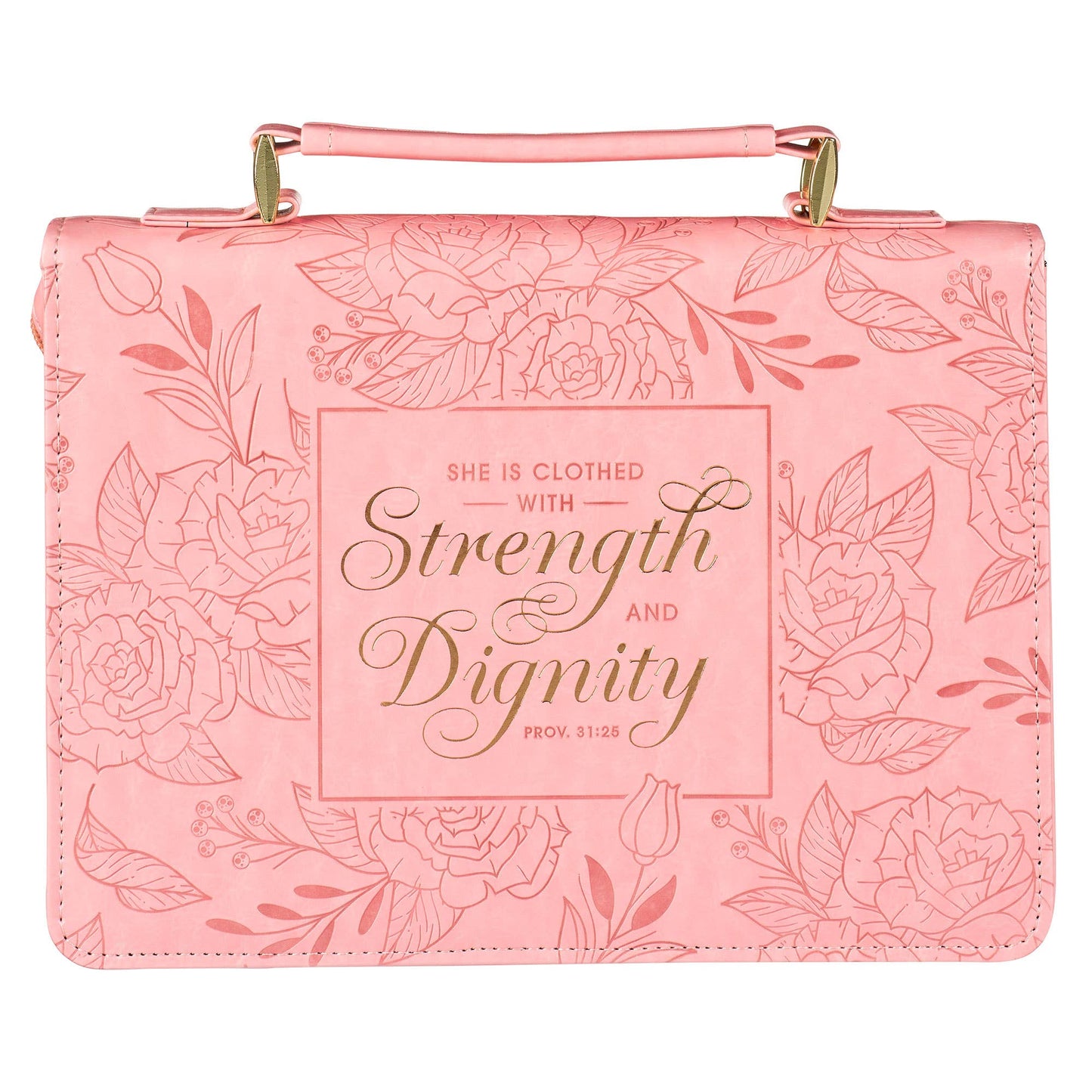 Bible Cover Fashion Pink Floral Strength Dignity Prov 31:25