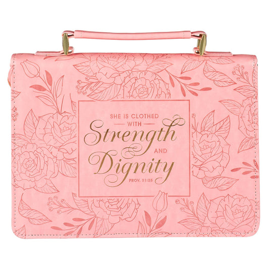 Bible Cover Fashion Pink Floral Strength Dignity Prov 31:25