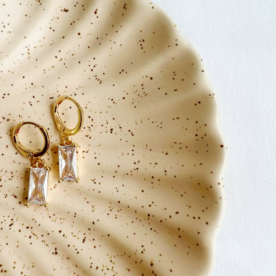 Taylor CZ Baguette Huggie Hoops Earrings Gold Filled