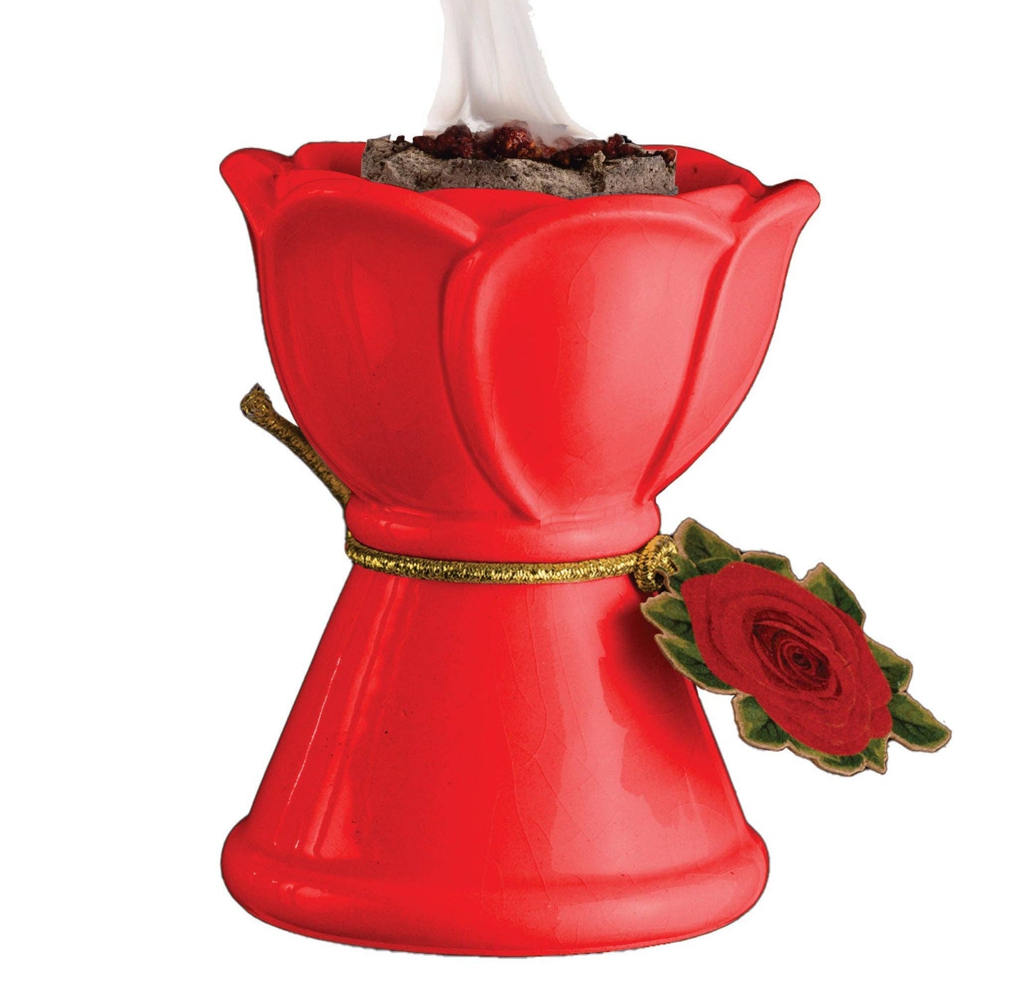 Red Rose Ceramic Resin Incense Burner — 3 in