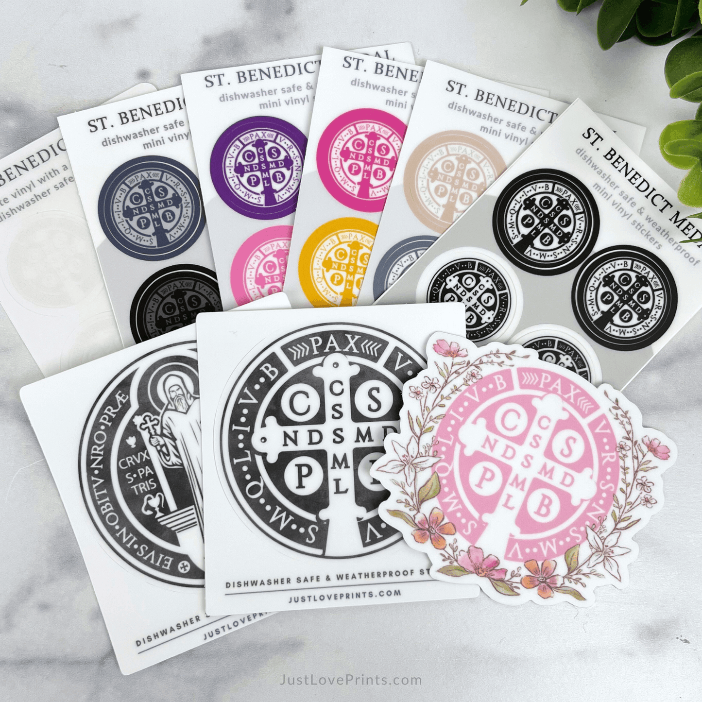 Mini "Color Pop" St. Benedict Medal Sticker Sheet
