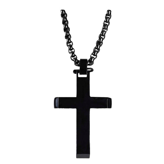 Necklace Black Slant Cross 24In Chain