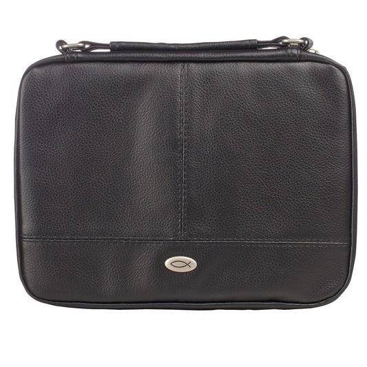 Bible Cover Organizer Two-Fold Black Ichthus Badge