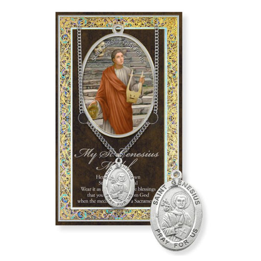 St. Genesius Pewter Medal Necklace
