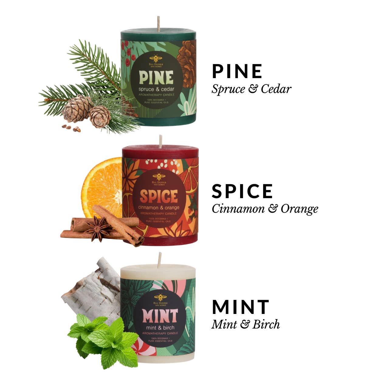 Pillar Candles – Beeswax Aromatherapy – Holiday Collection