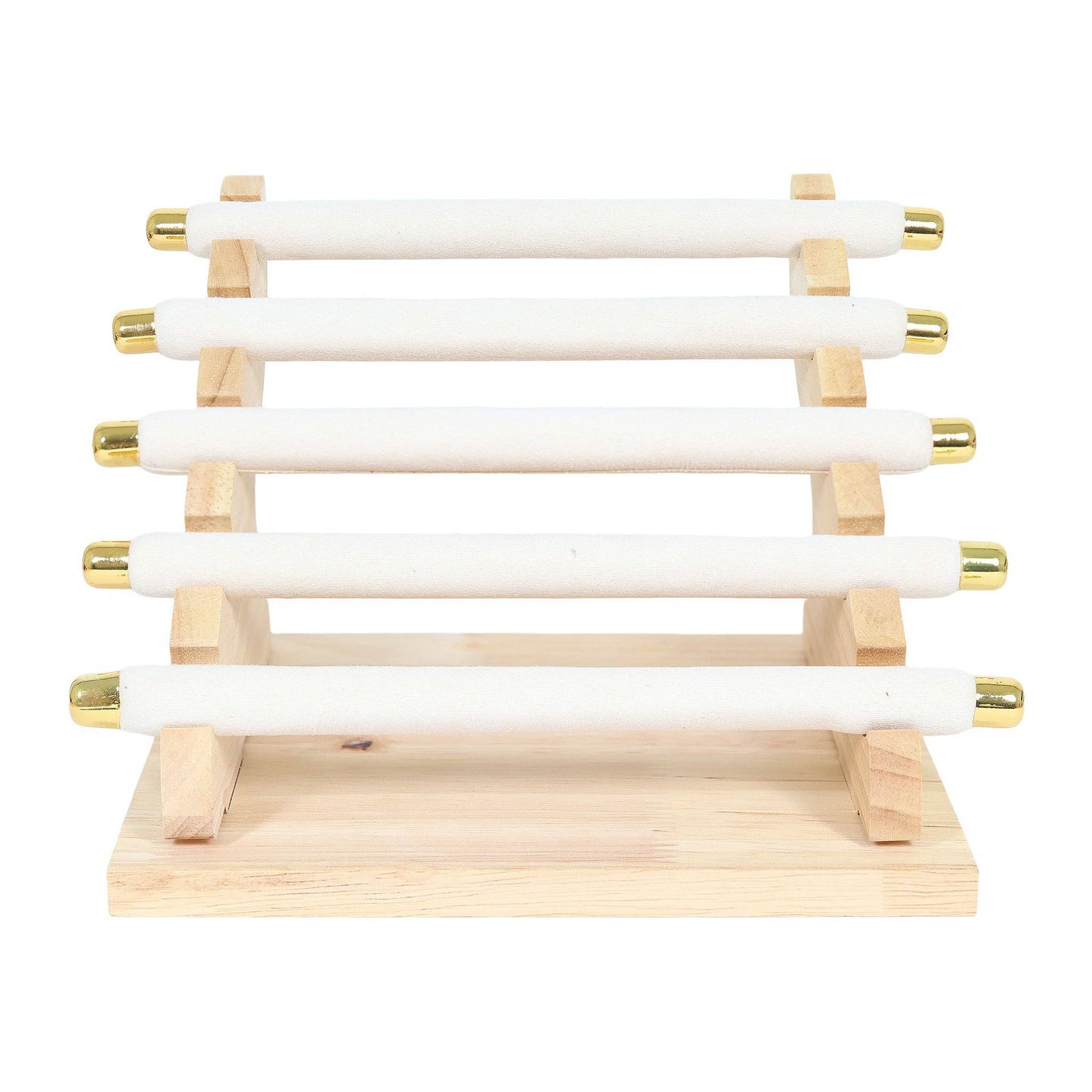 Natural Wood & Suede 5 Row Ring Display