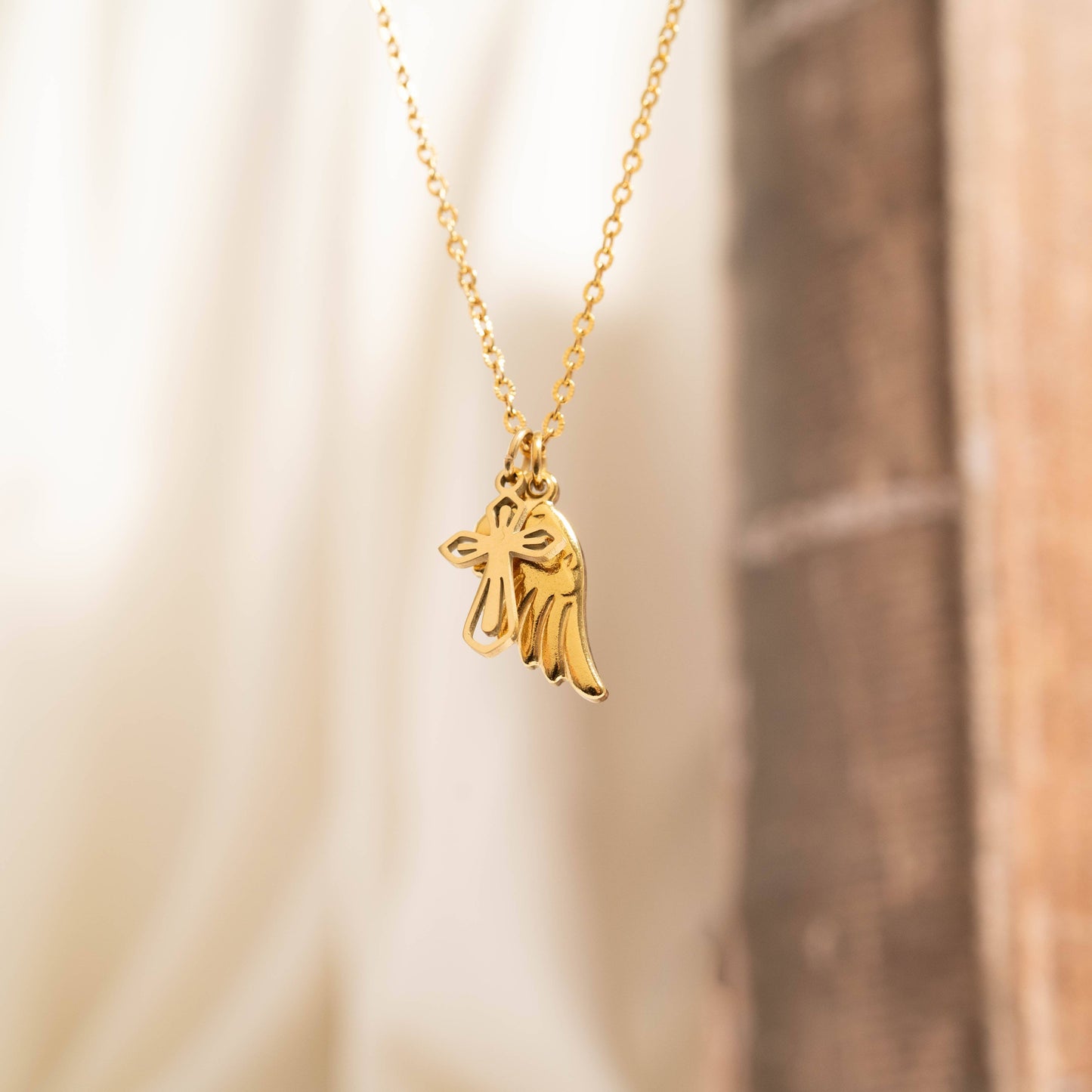 (9pc) 18K Gold PVD Stainless Steel Faith & Love Charm Set