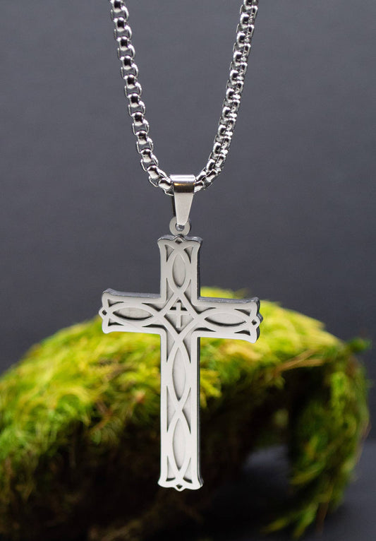Inlay Cross Stainless Steel Necklace
