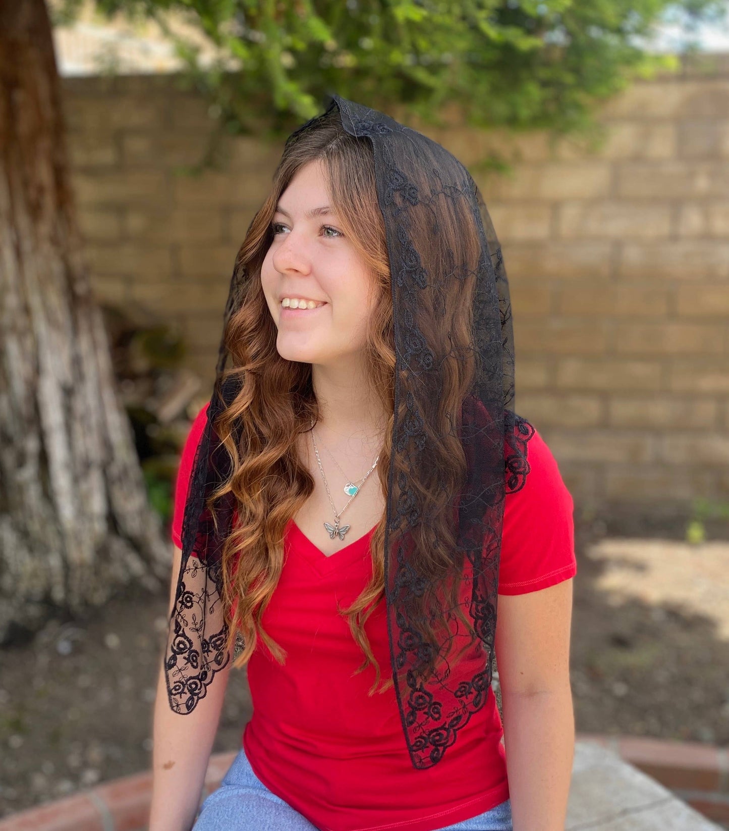 St. Teresa of Avila Chapel Veil  BLACK     (52" x 20")