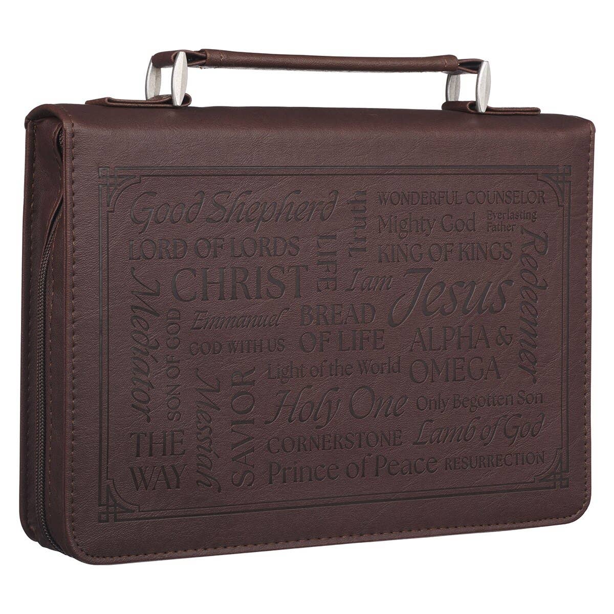 Bible Cover Classic Brown Names of Jesus Isa. 9:6 L