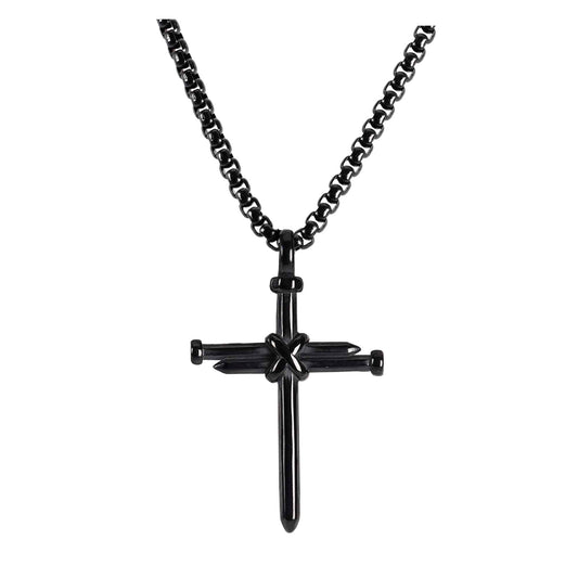 3 Nail Black Cross 24In Chain