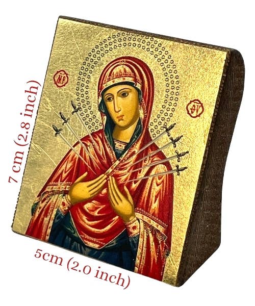 Virgin Mary with Seven Swords Silk Screen Icon Freestanding