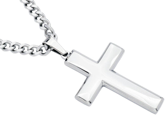 Men's Polished S.Steel Cross Pendant