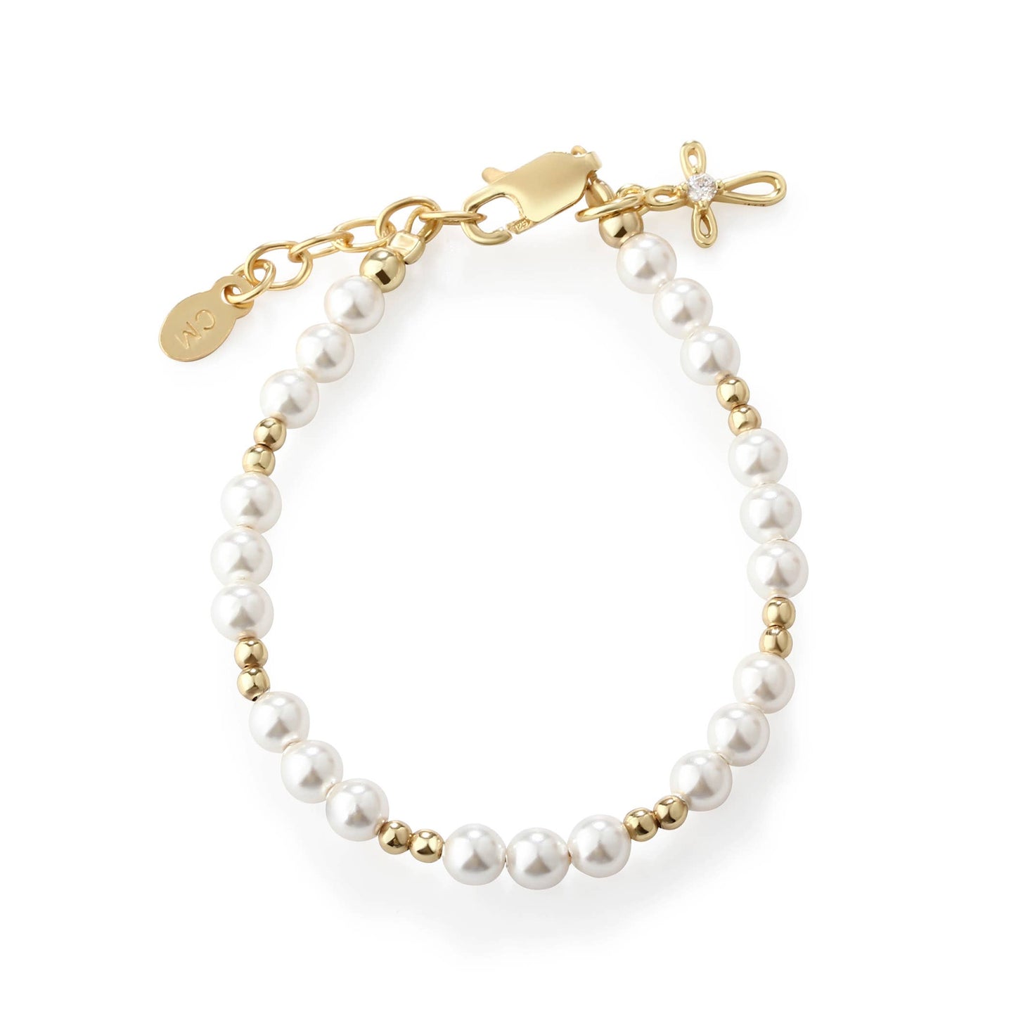 14K Gold-Plated Baby Cross Bracelet - Baptism Communion Gift
