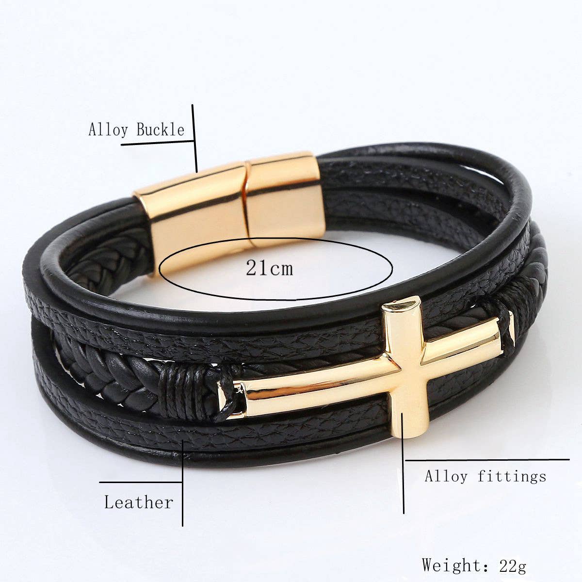 Leather Cross Bracelet