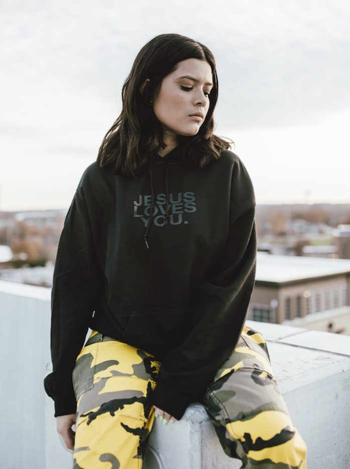 3-D Puff Print Black  Hoodie