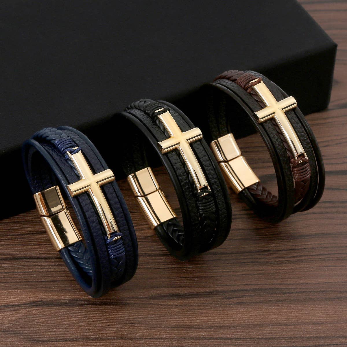 Leather Cross Bracelet