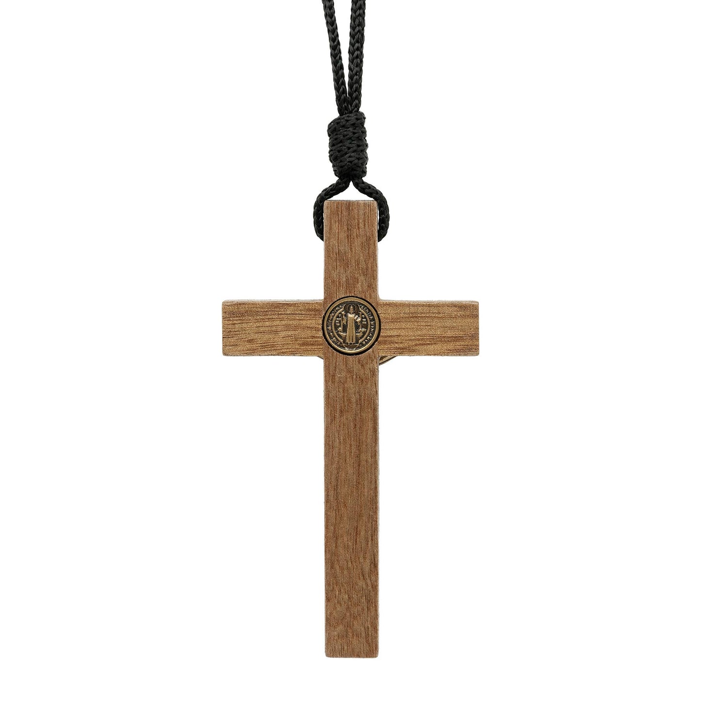 St. Benedict Wooden Crucifix Necklace  