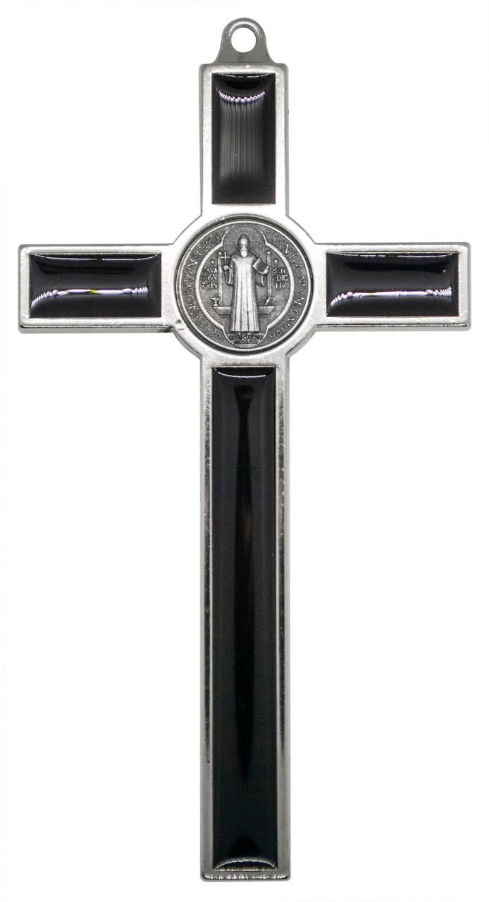 5.25" Silver-Tone St. Benedict Crucifix with Colored Enamel