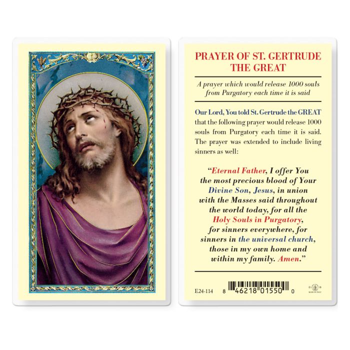 St. Gertrude Prayer Laminated Holy Card