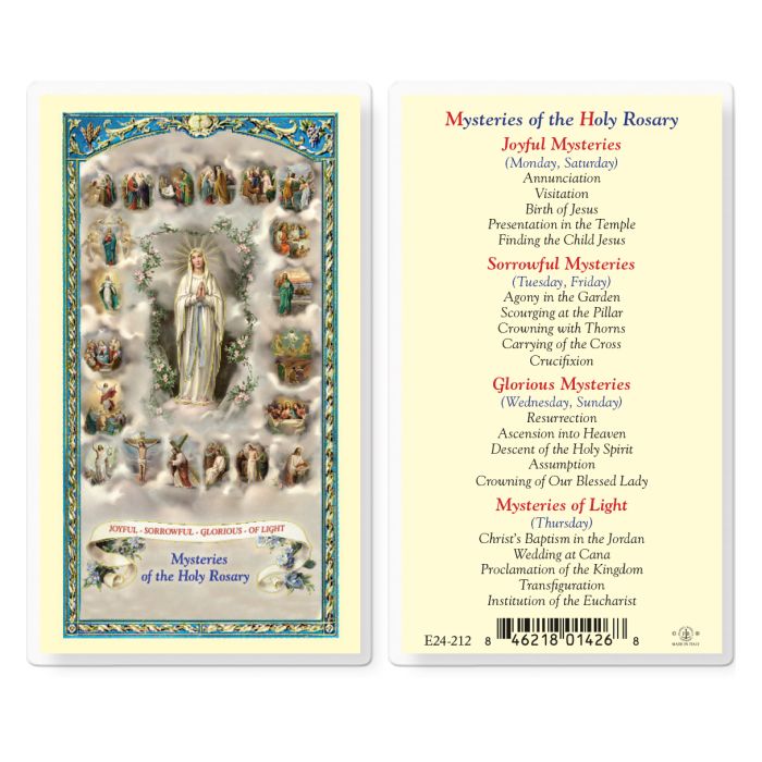 Mysteries of the Holy Rosary Laminated Prayer Card