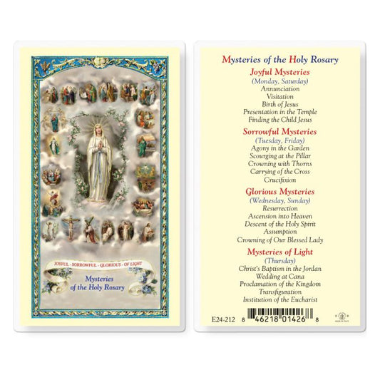 Mysteries of the Holy Rosary Prayer Card