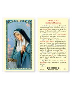 Our Lady of Sorrows Laminated Prayer Card