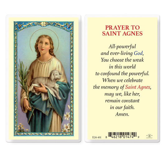 St. Agnes Laminated Prayer Card