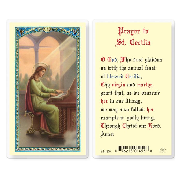 St. Cecilia Laminated Prayer Card