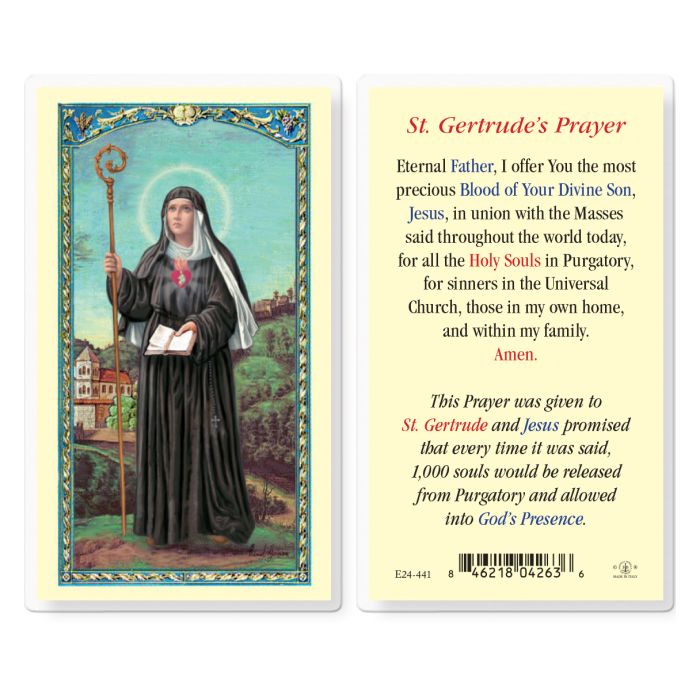St. Gertrude Laminated Prayer Card
