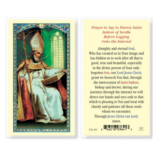 St. Isidore Laminated Holy Card